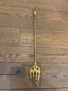 19th-20th Century Brass Coal Fireplace Fork