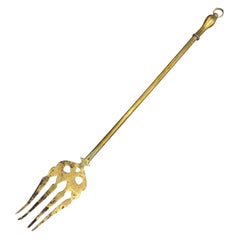 19th-20th Century Brass Coal Fireplace Fork