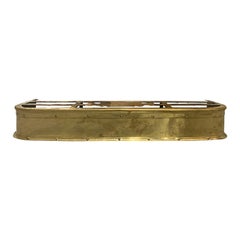 19th-20th Century Brass Fireplace Fender with Flat Front
