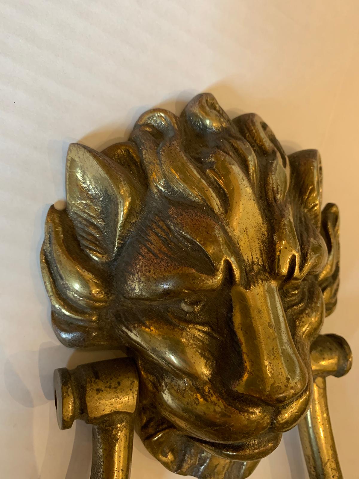 19th-20th Century Bronze Lion Door Knocker with Strike 1