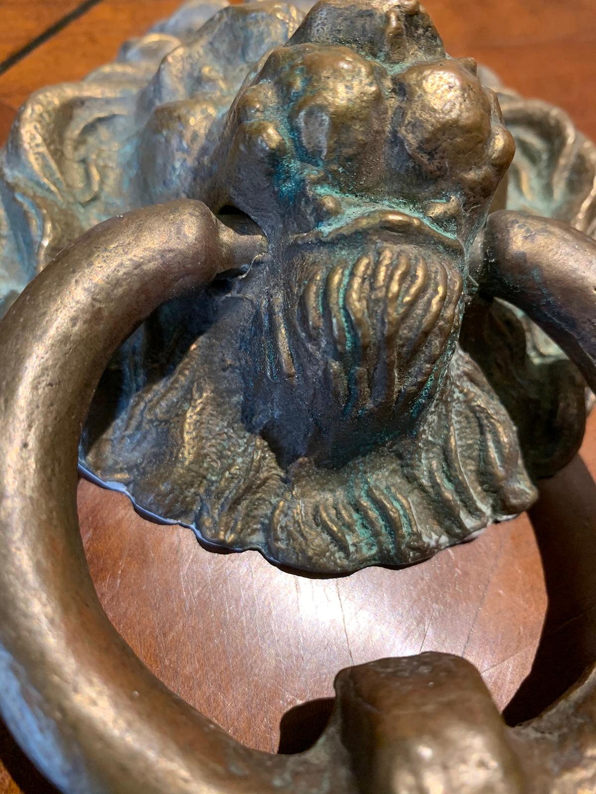 19th Century 19th-20th Century Bronze Lion Head Door Knocker