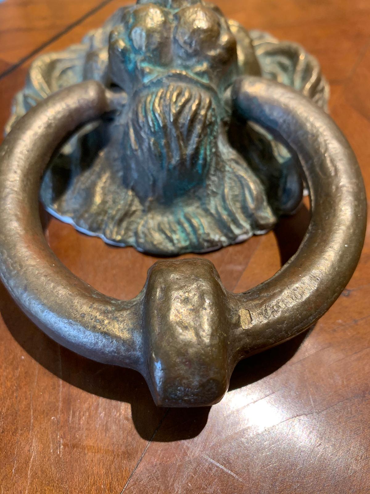 19th-20th Century Bronze Lion Head Door Knocker 1