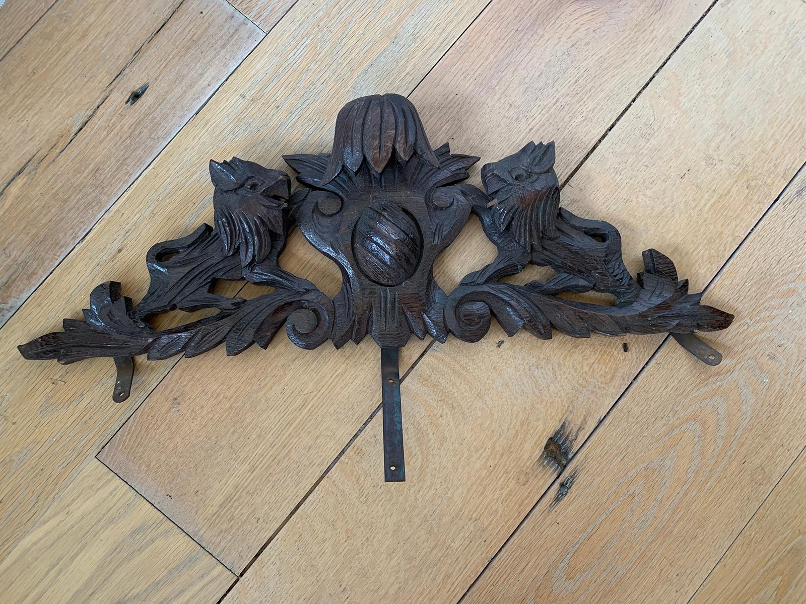 19th-20th century carved Black Forest mirror topper.