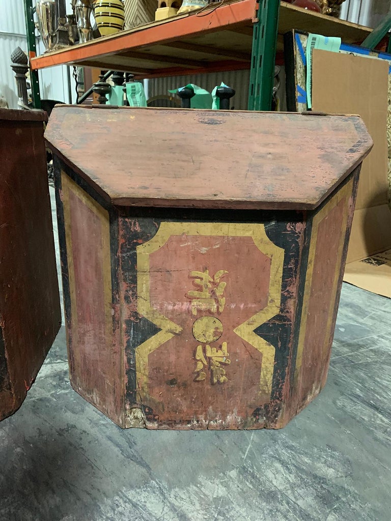 19th-20th Century Chinese Red Painted Tea Box For Sale at 1stDibs