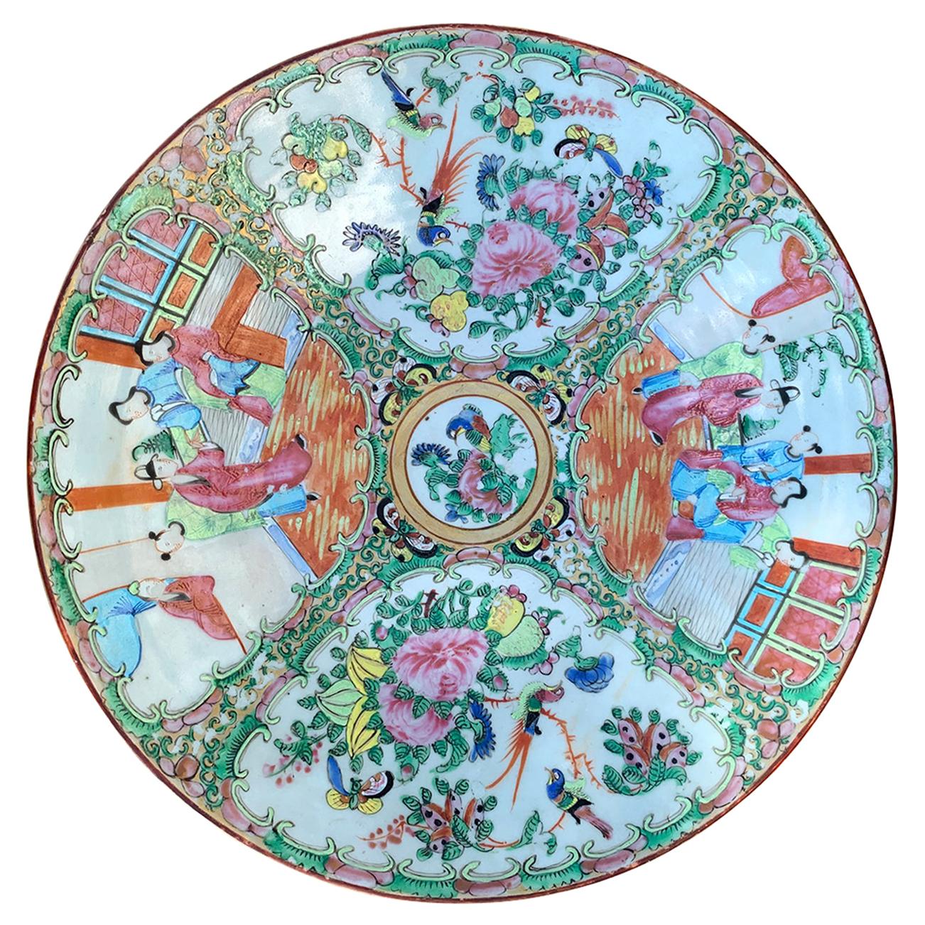 19th-20th Century Chinese Rose Medallion Porcelain Charger
