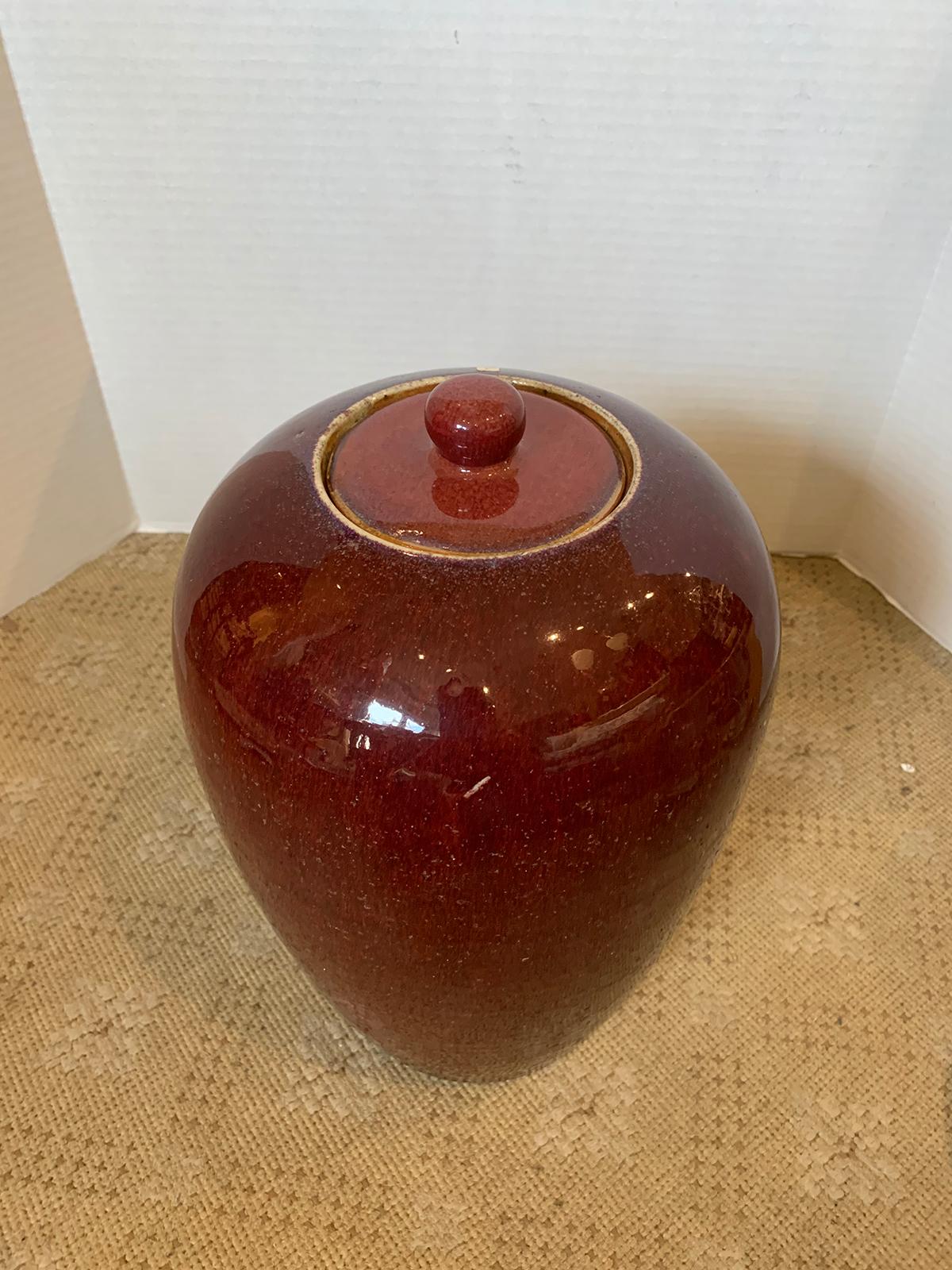 19th-20th Century Chinese Sang de Boeuf Ox Blood Red Flambe Glazed Vase In Good Condition In Atlanta, GA