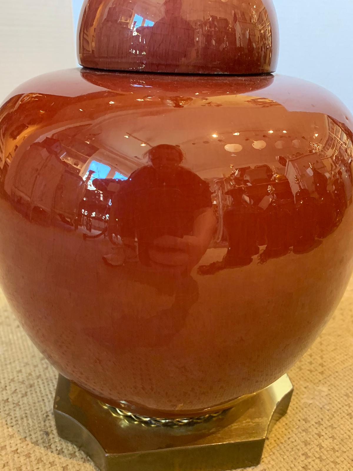 19th-20th Century Chinese Sang de Boeuf Oxblood Ginger Jar as Lamp 5