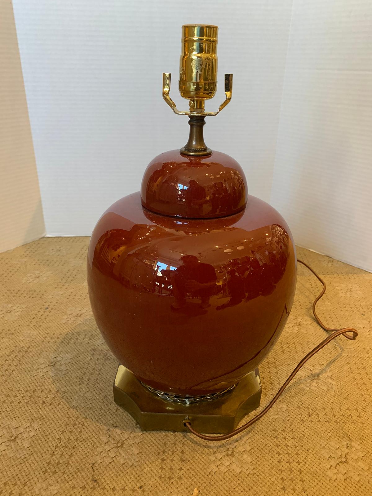 19th-20th Century Chinese Sang de Boeuf Oxblood Ginger Jar as Lamp 2