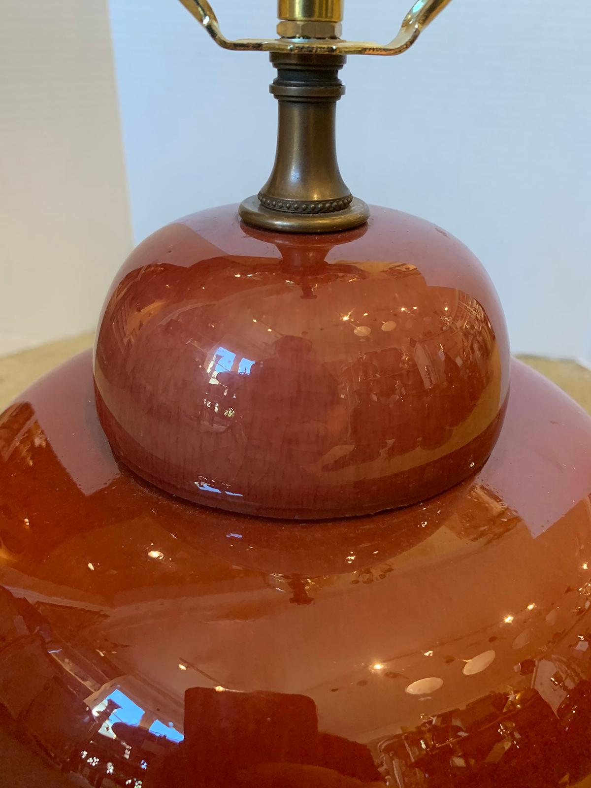 19th-20th Century Chinese Sang de Boeuf Oxblood Ginger Jar as Lamp 4