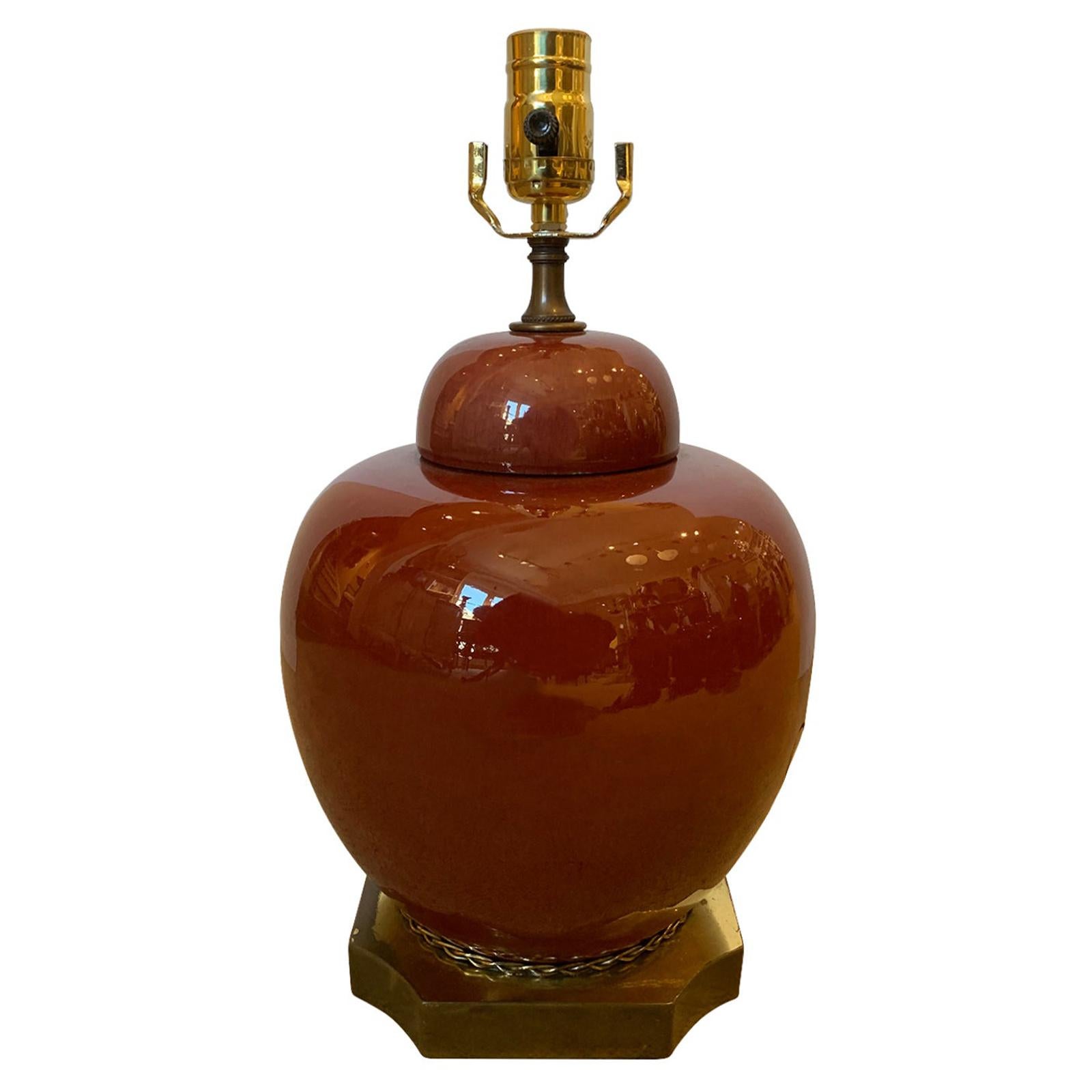 19th-20th Century Chinese Sang de Boeuf Oxblood Ginger Jar as Lamp