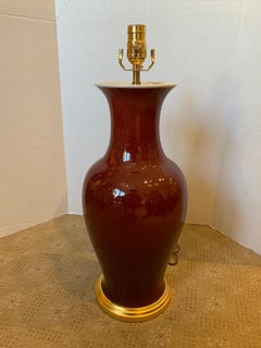 19th-20th Century Chinese Sang de Boeuf Oxblood Porcelain Vase as Lamp