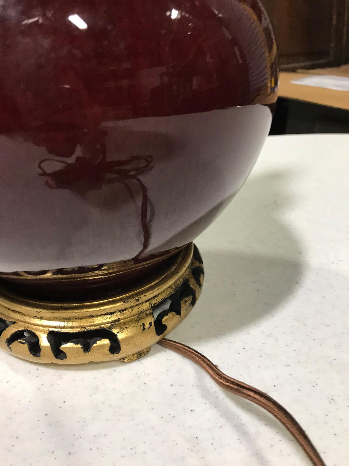 19th-20th Century Chinese Sang de Boeuf Oxblood Porcelain Vase as Lamp 4