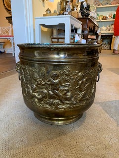 19th-20th Century Continental Brass Container with Lion Pulls