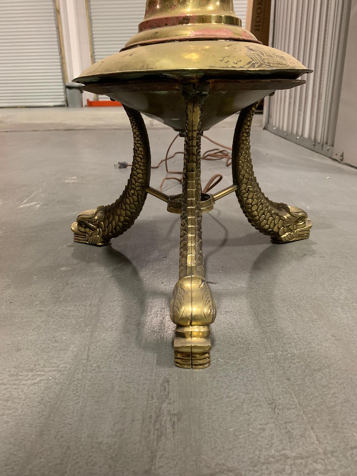 19th-20th Century Continental Brass Torchiere or Floor Lantern For Sale 6