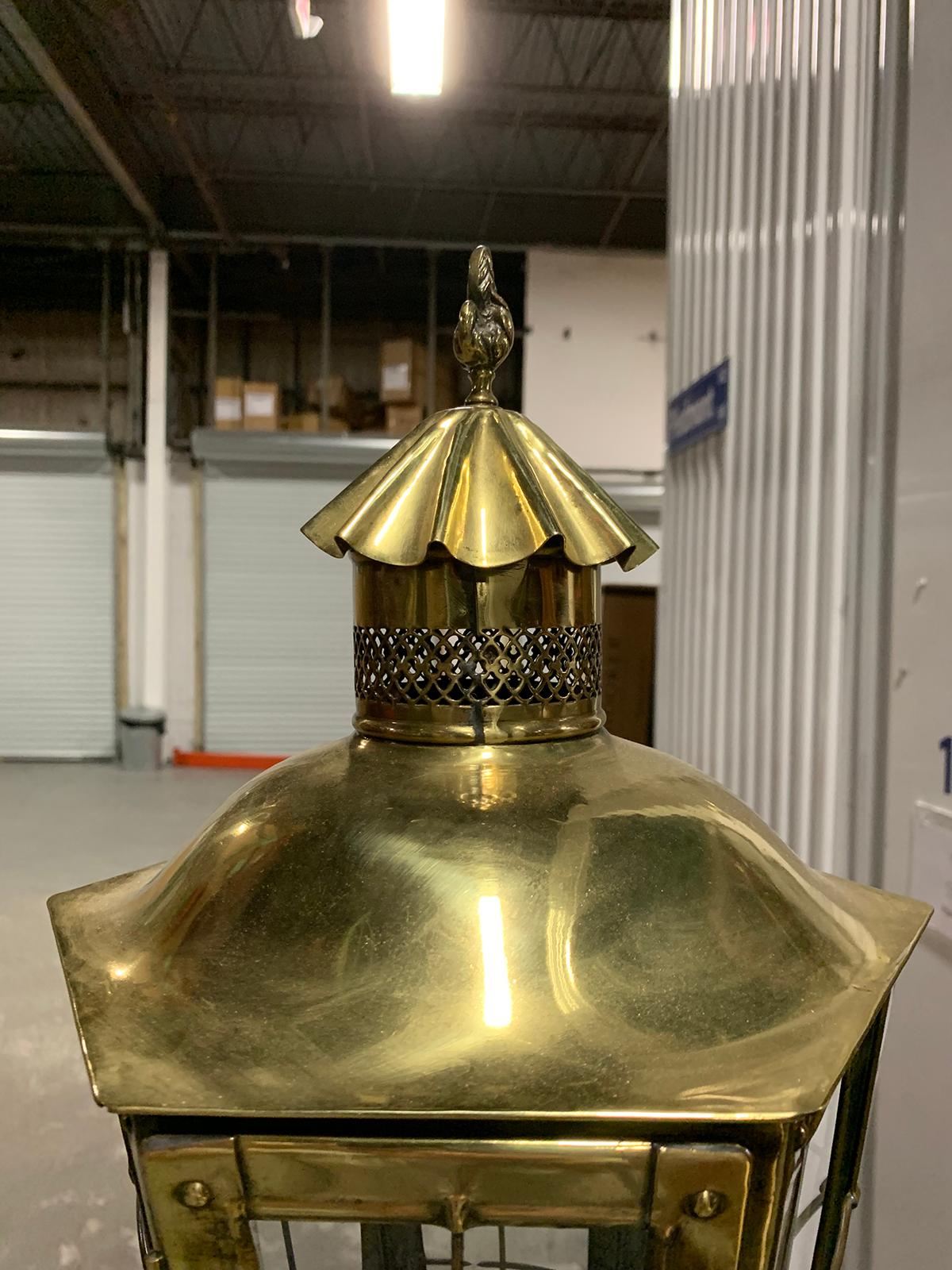 19th-20th Century Continental Brass Torchiere or Floor Lantern For Sale 10