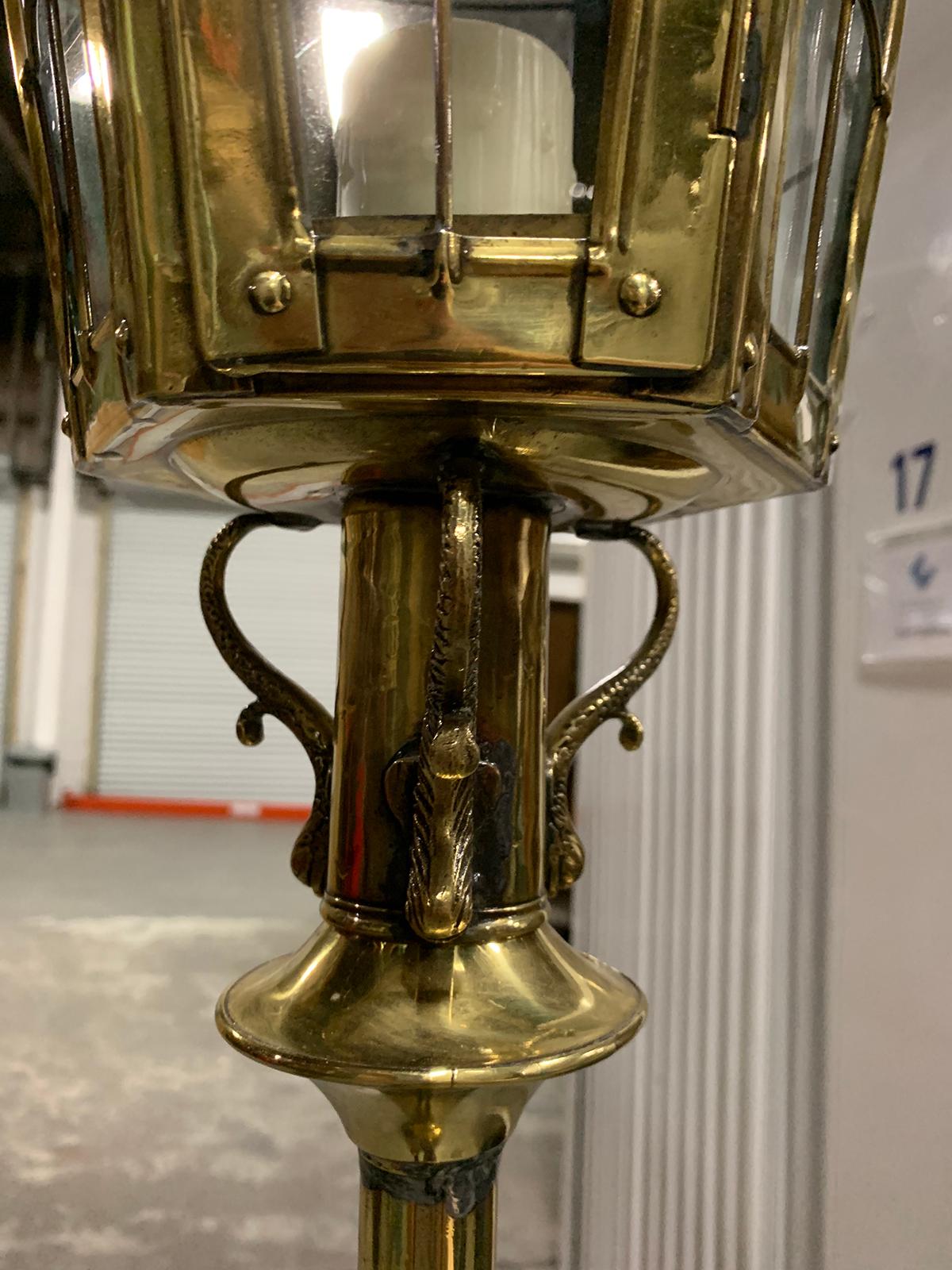 19th-20th Century Continental Brass Torchiere or Floor Lantern For Sale 11