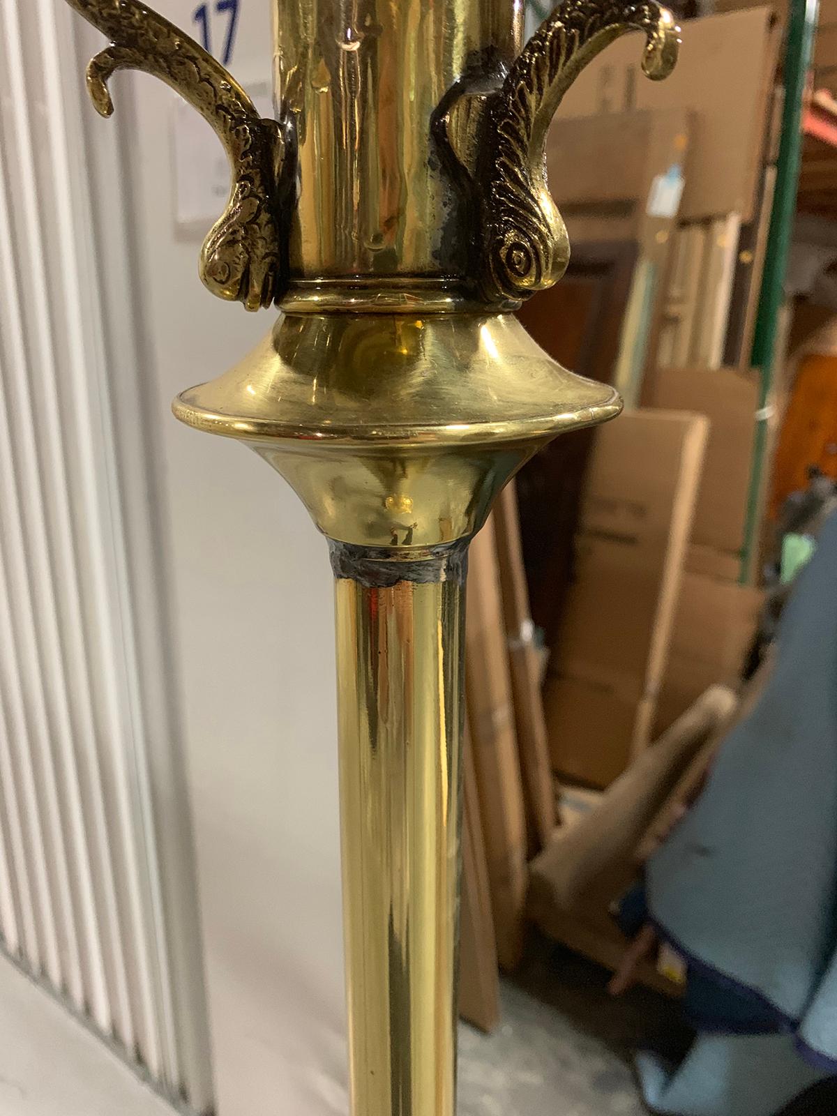 19th-20th Century Continental Brass Torchiere or Floor Lantern For Sale 2