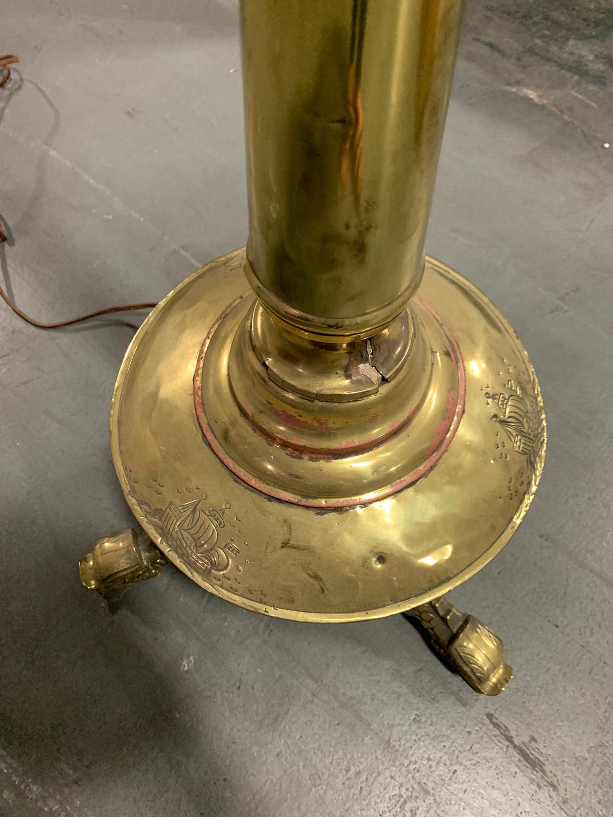 19th-20th Century Continental Brass Torchiere or Floor Lantern For Sale 4