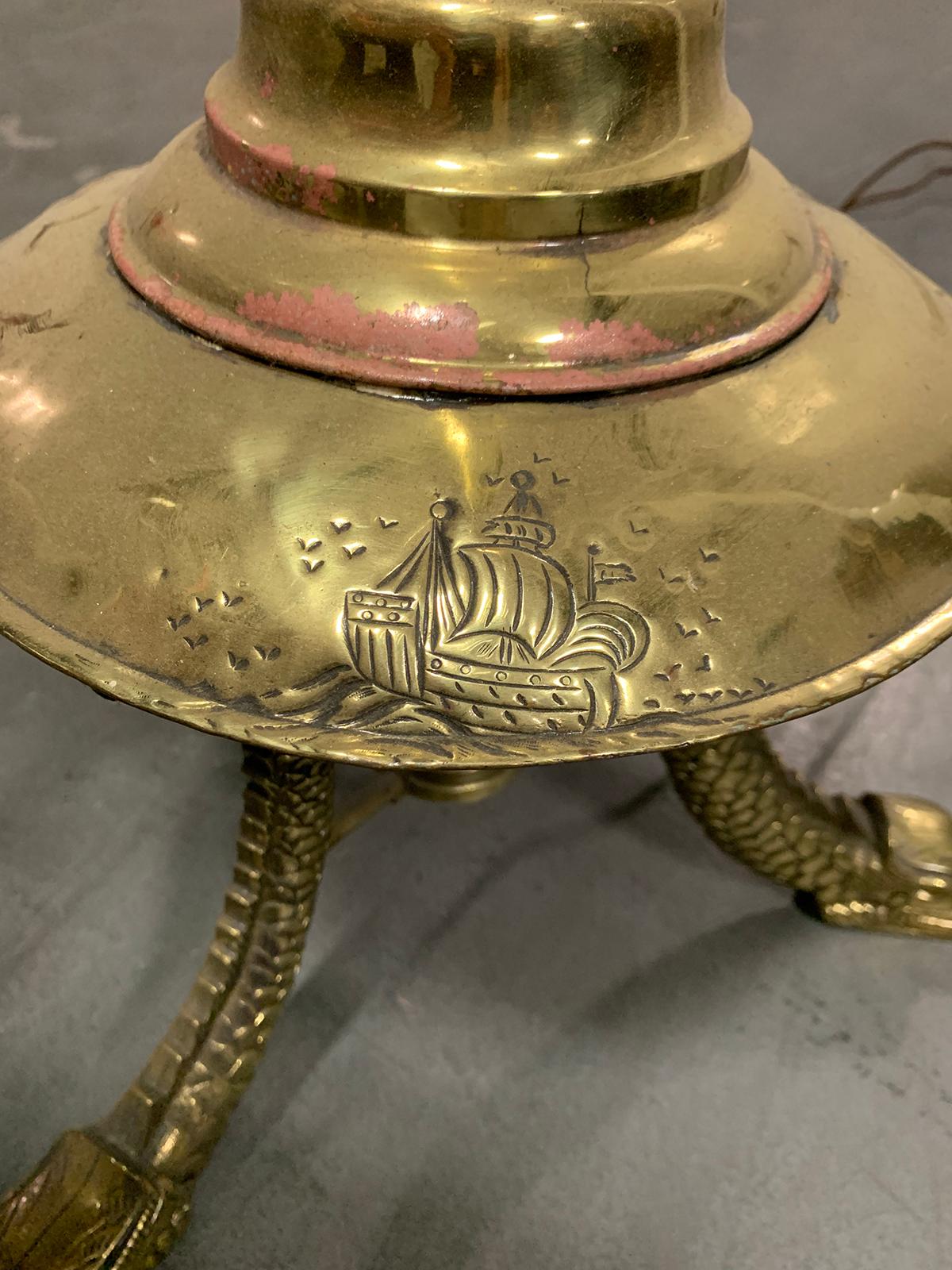 19th-20th Century Continental Brass Torchiere or Floor Lantern For Sale 5