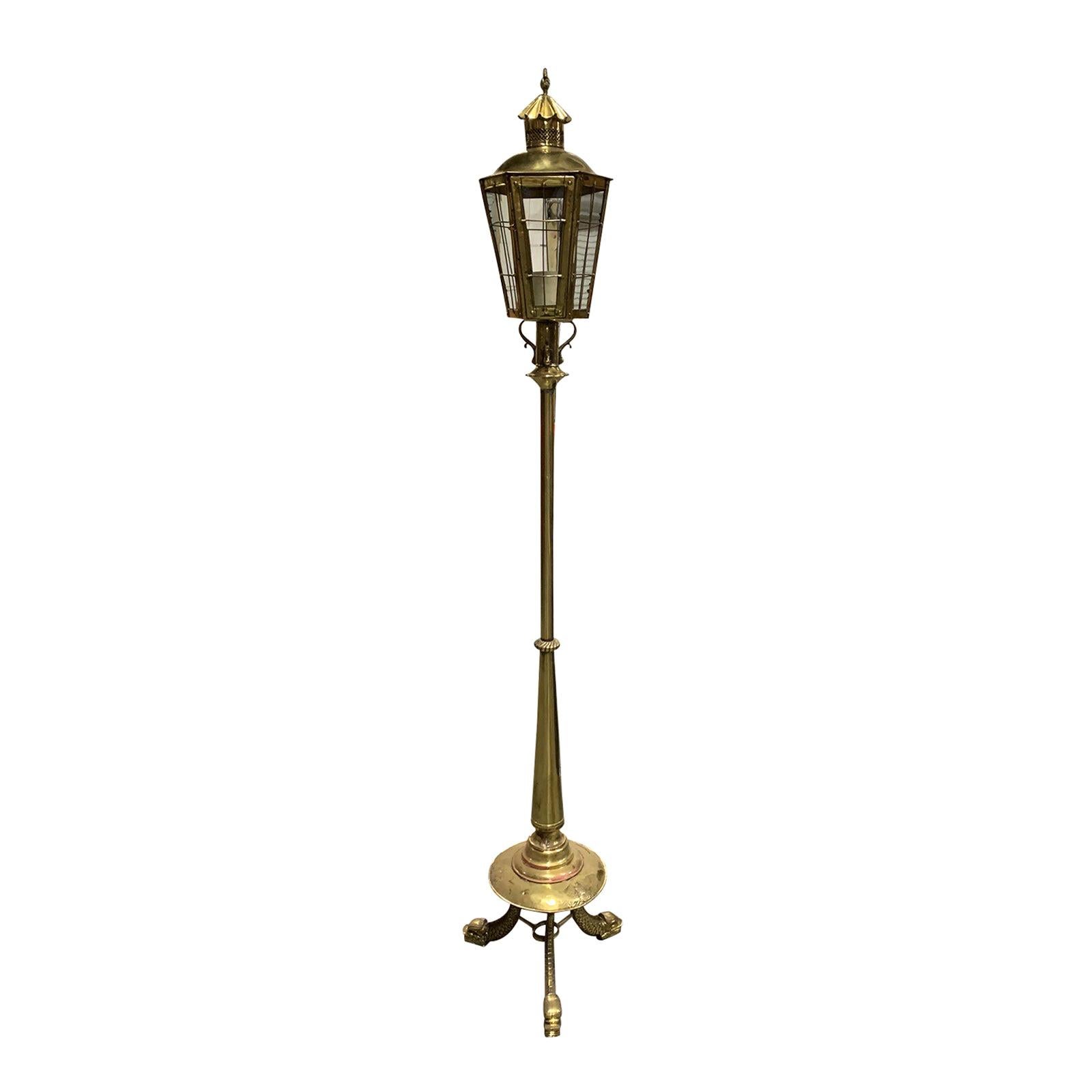 21st Century Italian Design Outdoor Brass Floor Lantern For Sale at 1stDibs