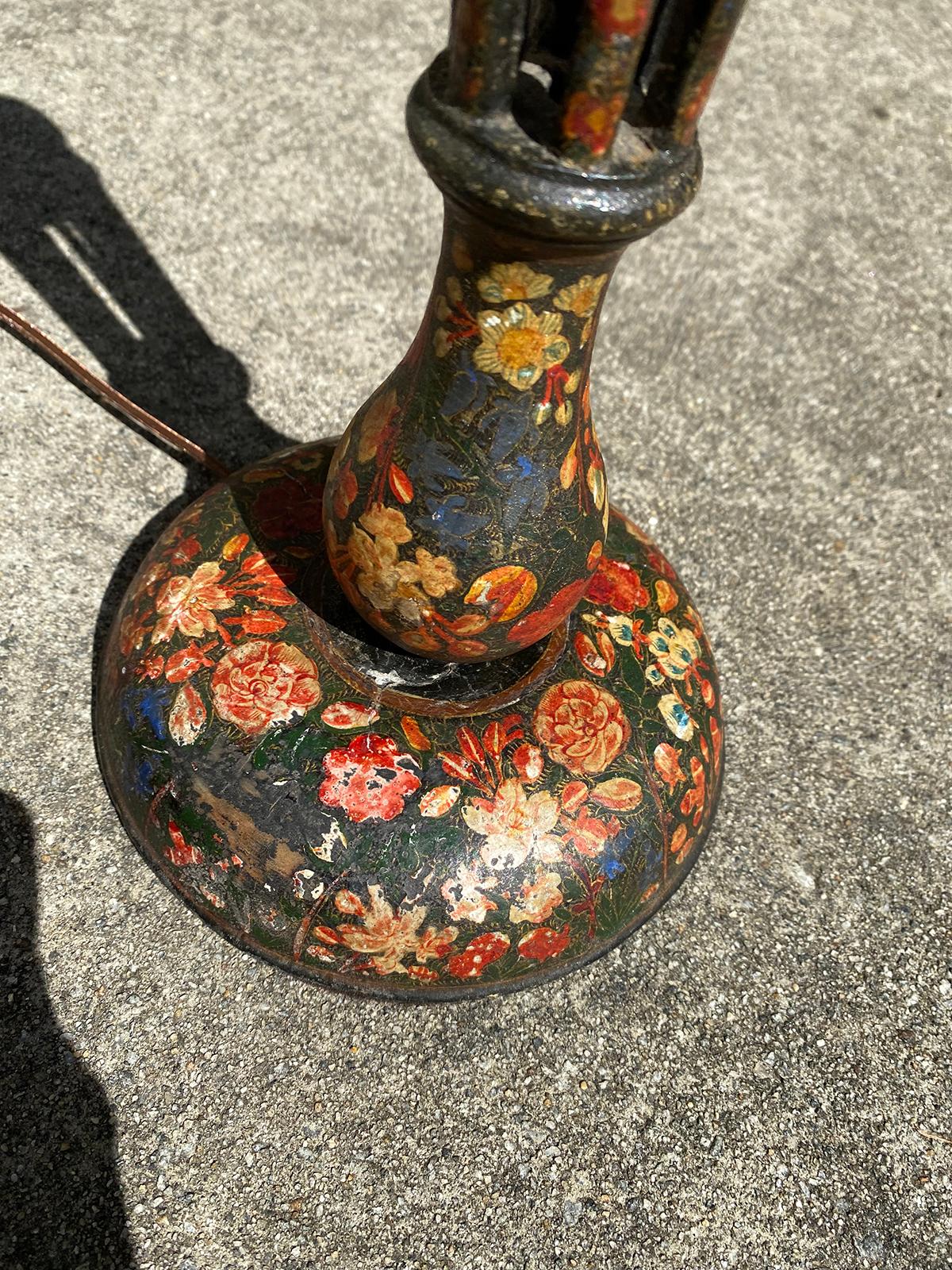 19th-20th Century Continental Kashmiri Candlestick as Lamp In Good Condition For Sale In Atlanta, GA