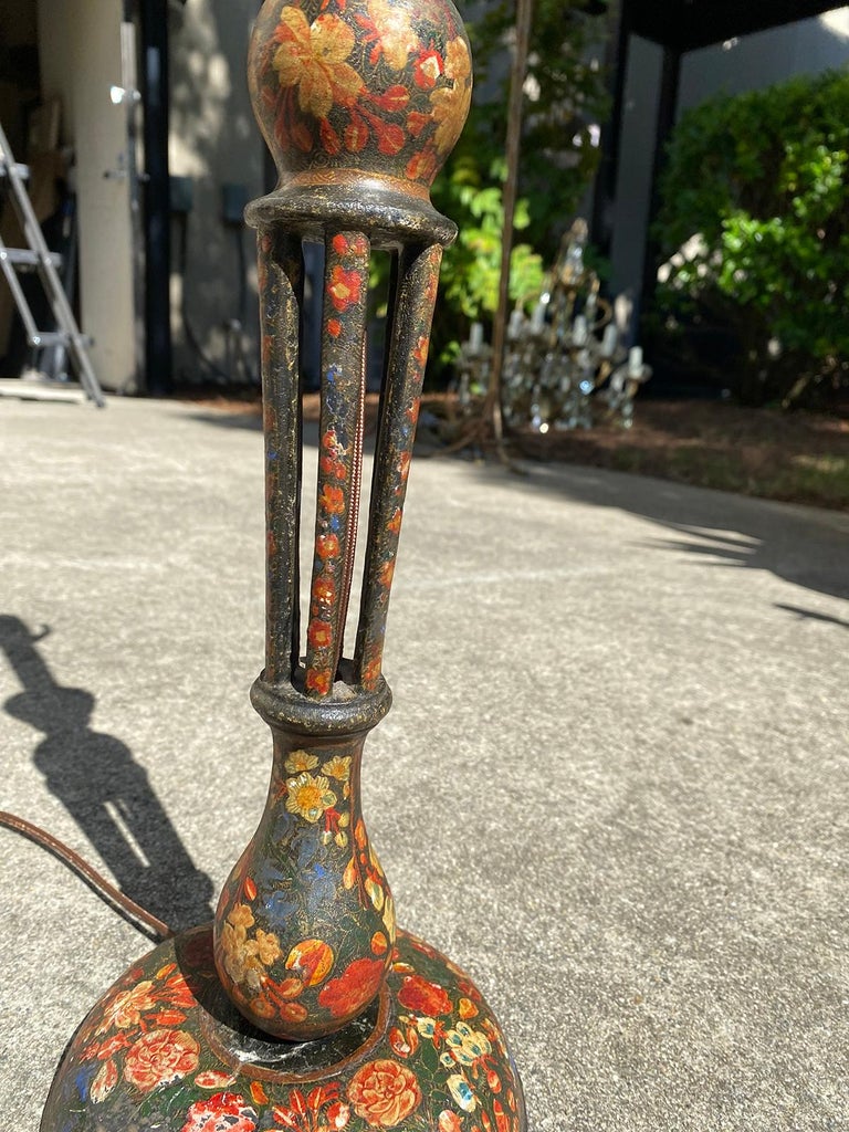 19th20th Century Continental Kashmiri Candlestick as Lamp For Sale at