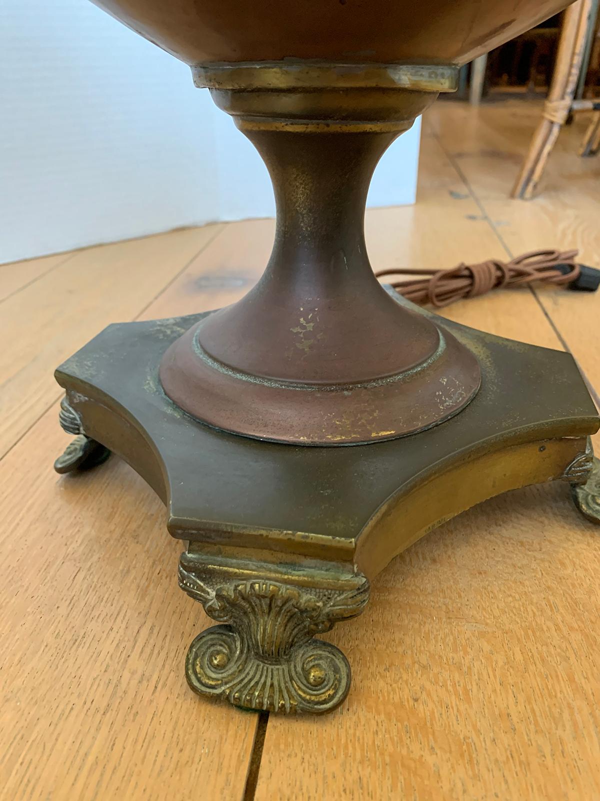 19th-20th Century Copper and Brass Hot Water Urn as Lamp For Sale 2