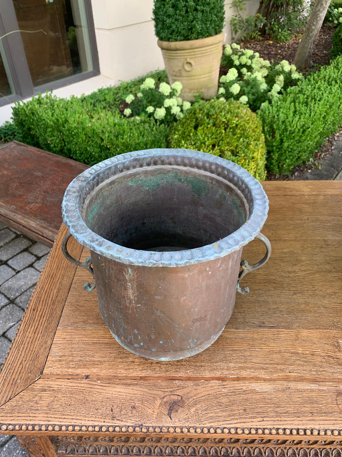 19th-20th Century Copper Cachepot with Handles In Good Condition In Atlanta, GA