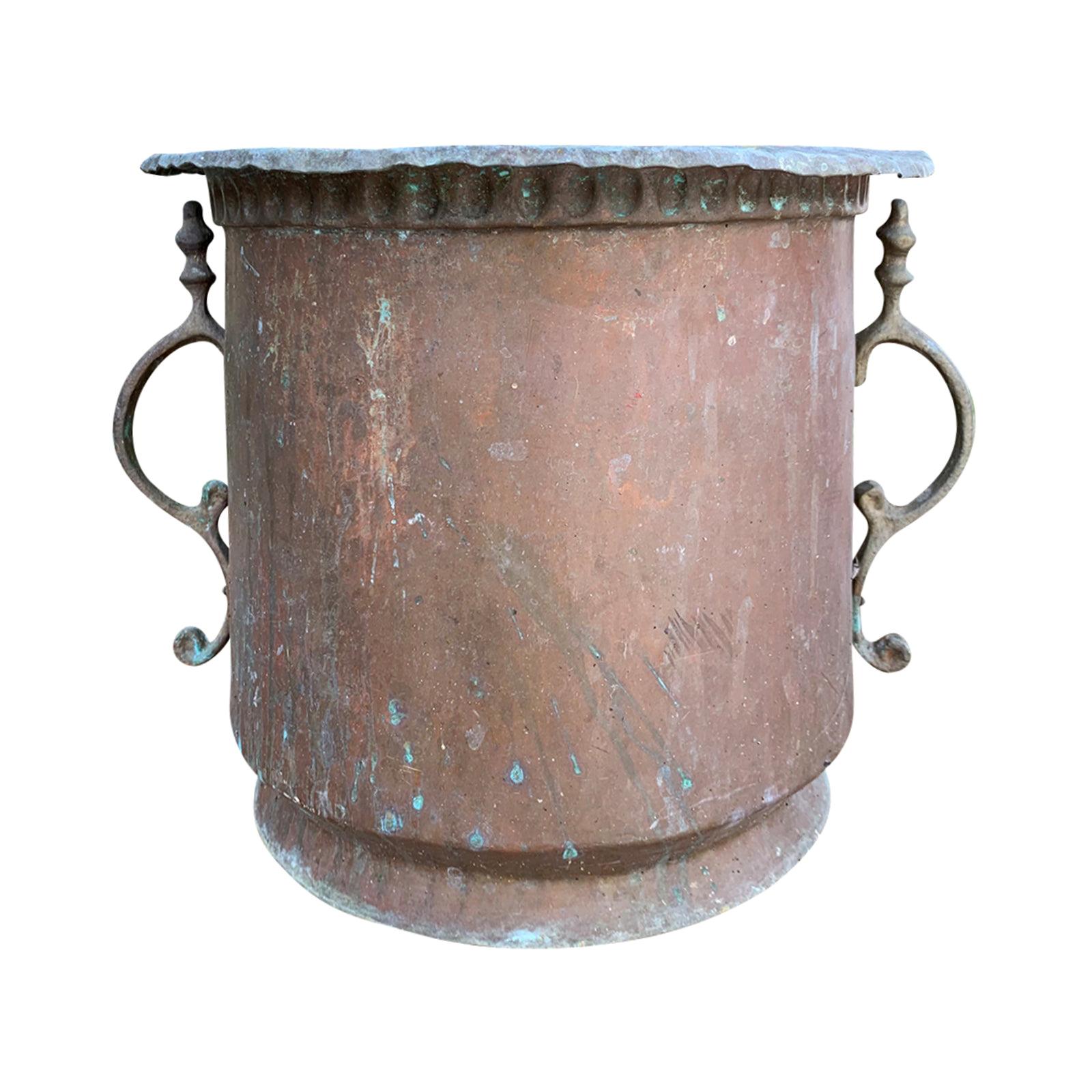 19th-20th Century Copper Cachepot with Handles