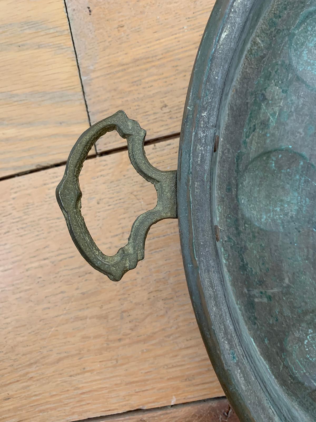 19th-20th Century Copper and Tole Pan with Brass Handles 6