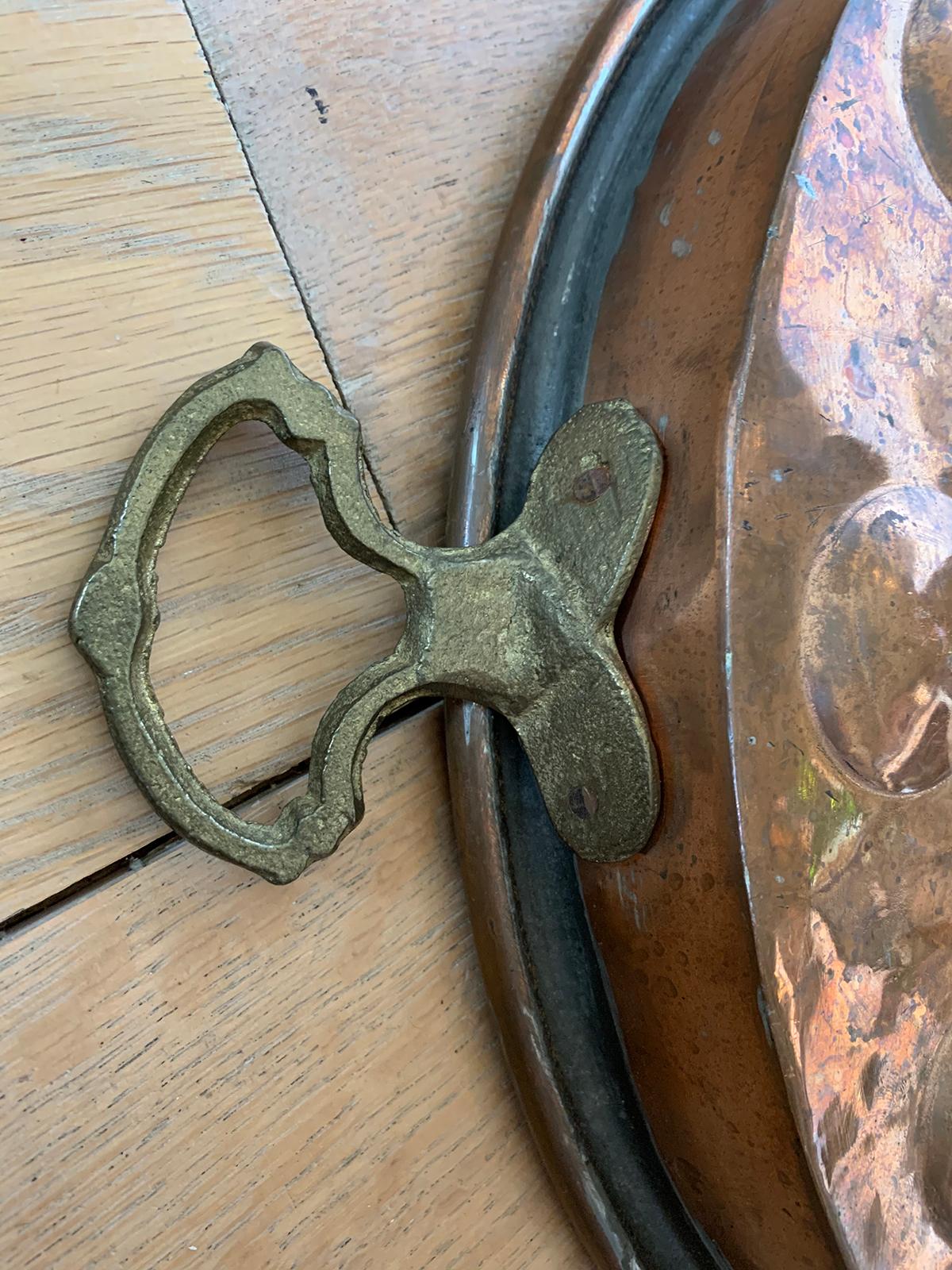 19th-20th Century Copper and Tole Pan with Brass Handles In Good Condition In Atlanta, GA