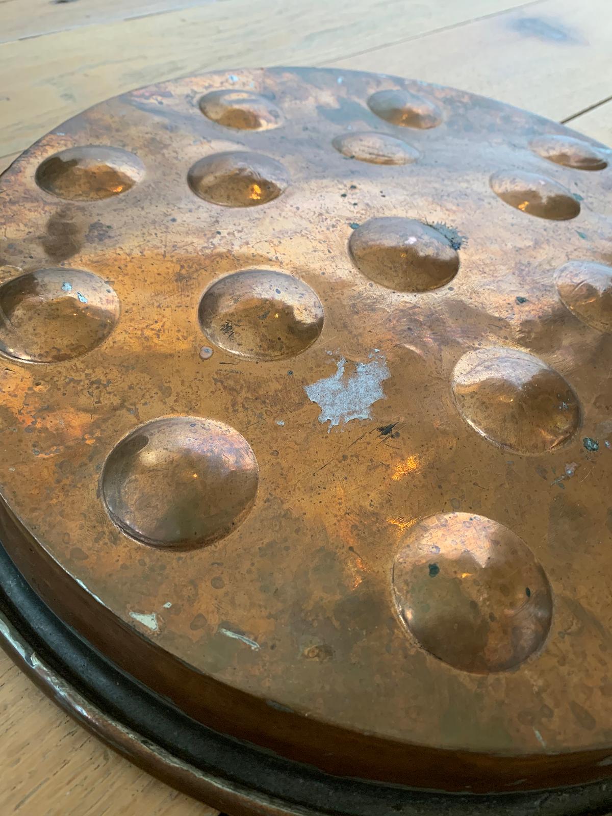 19th Century 19th-20th Century Copper and Tole Pan with Brass Handles