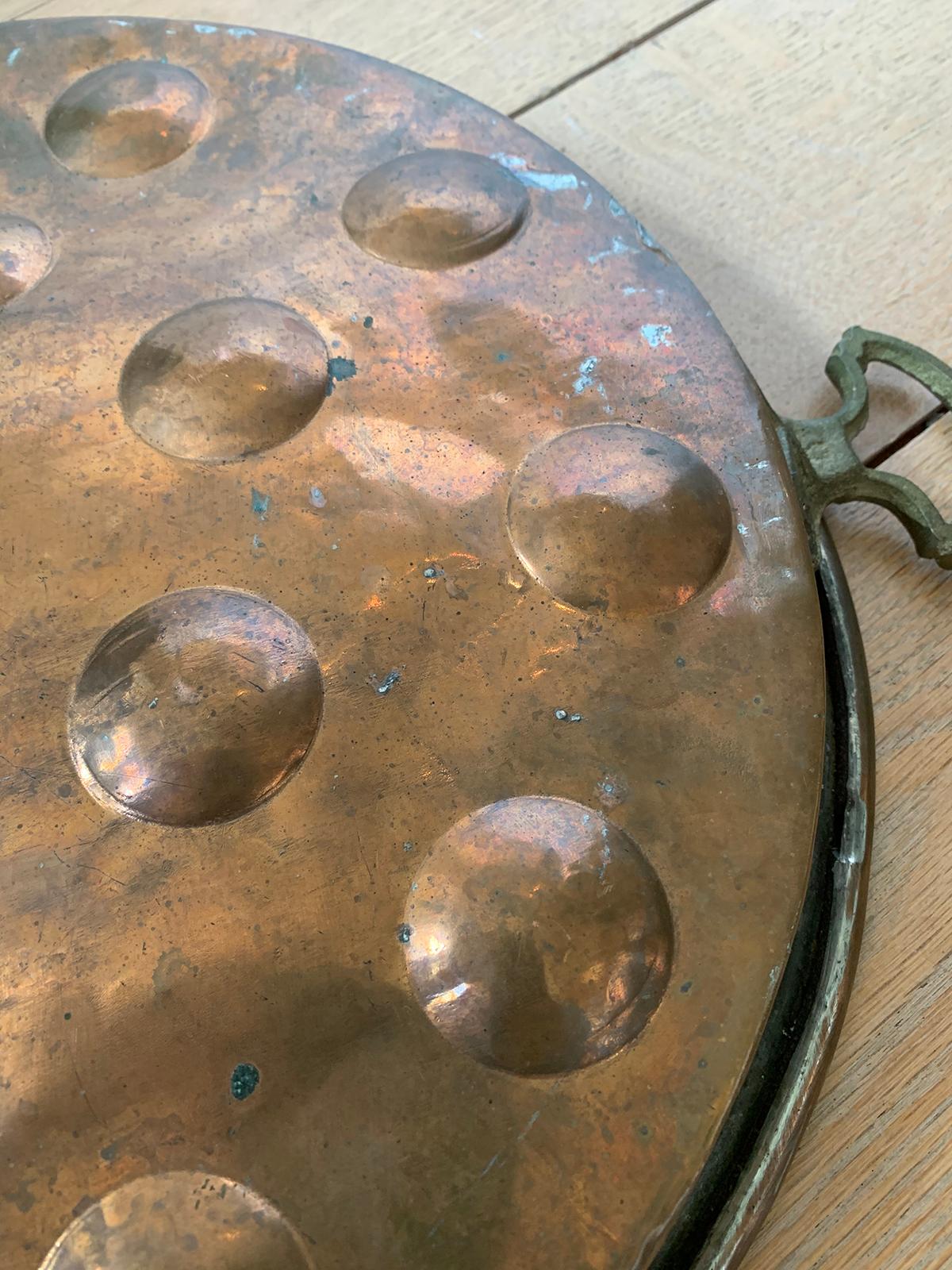 19th-20th Century Copper and Tole Pan with Brass Handles 1