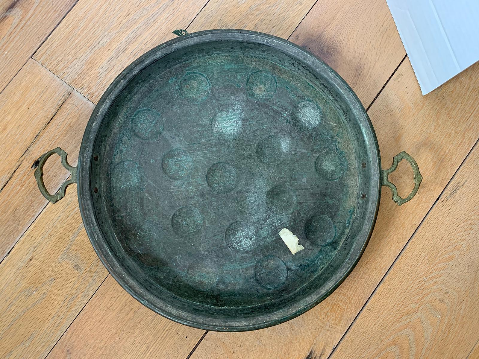19th-20th Century Copper and Tole Pan with Brass Handles 5