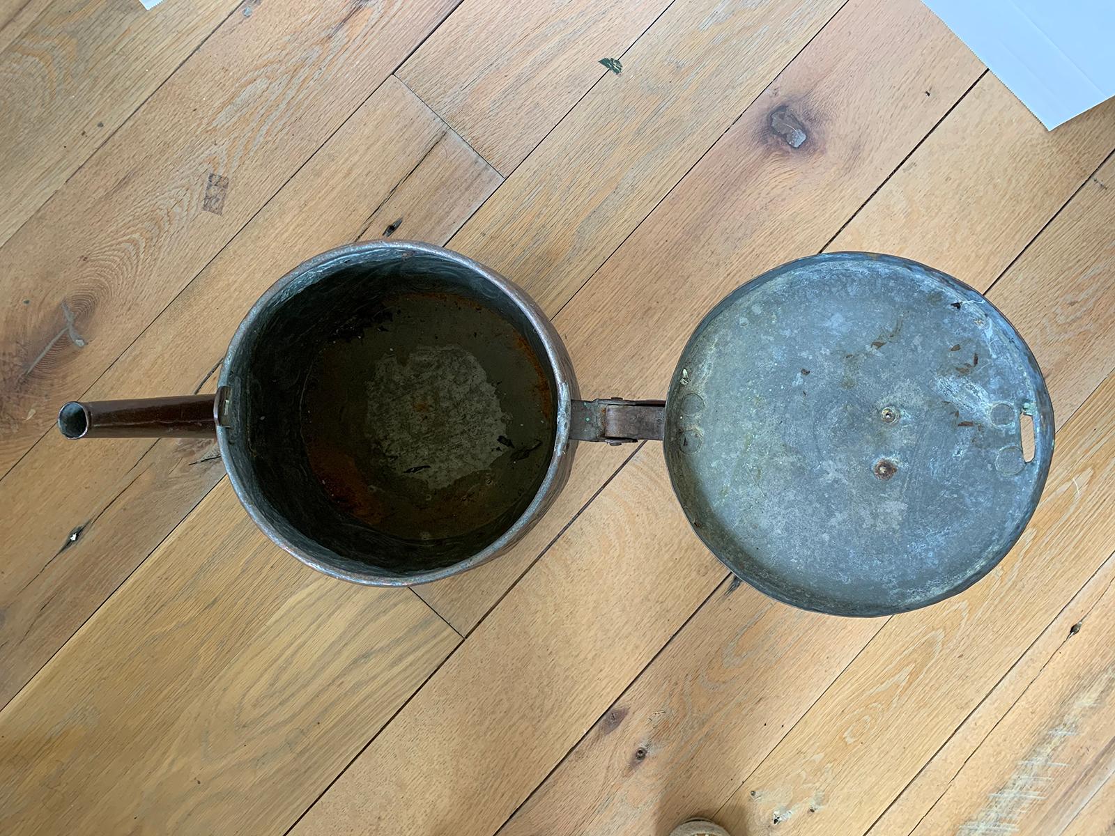 19th-20th Century Eastern Continental Copper Watering Can with Lid For Sale 9