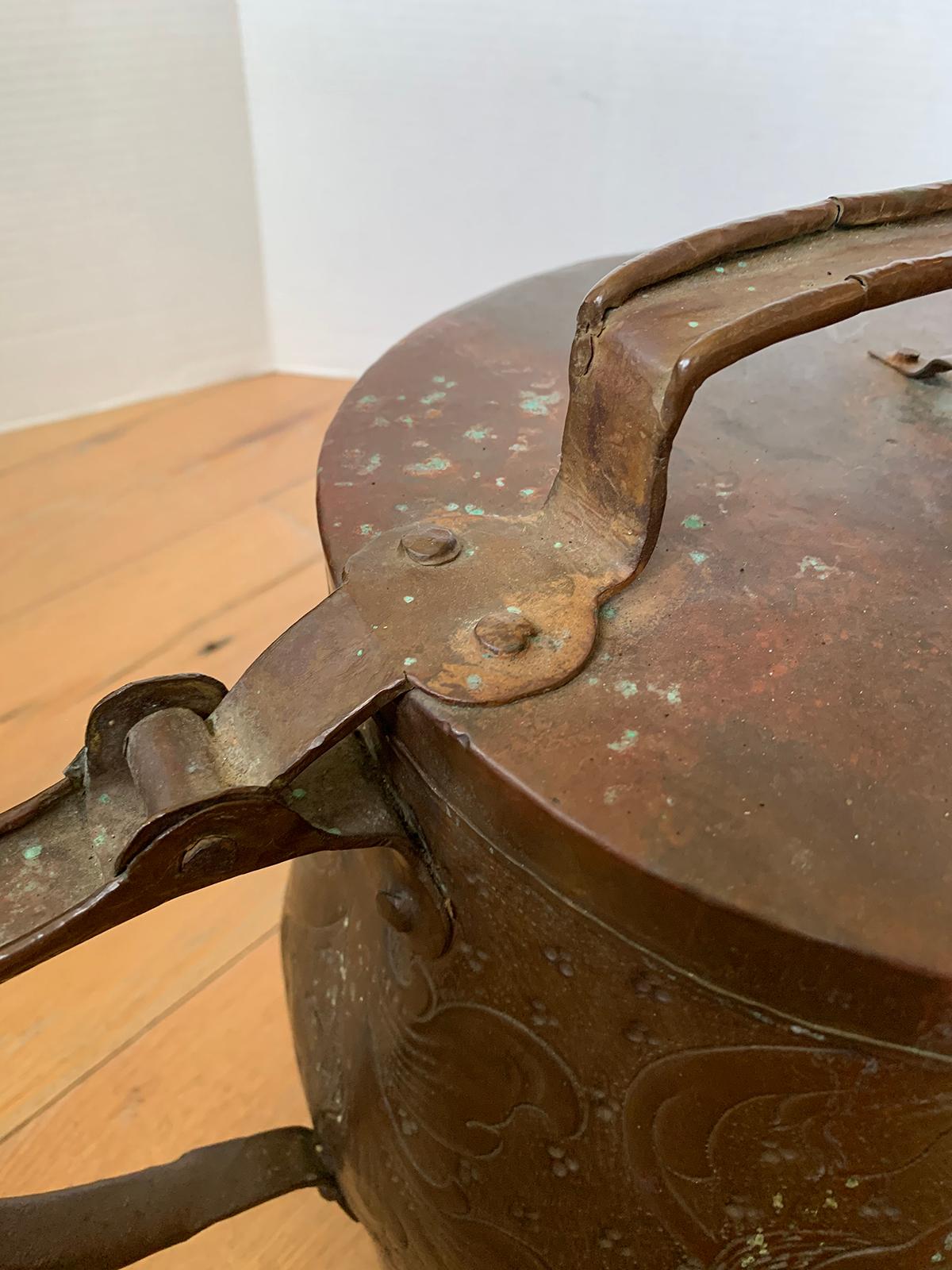 19th-20th Century Eastern Continental Copper Watering Can with Lid For Sale 2
