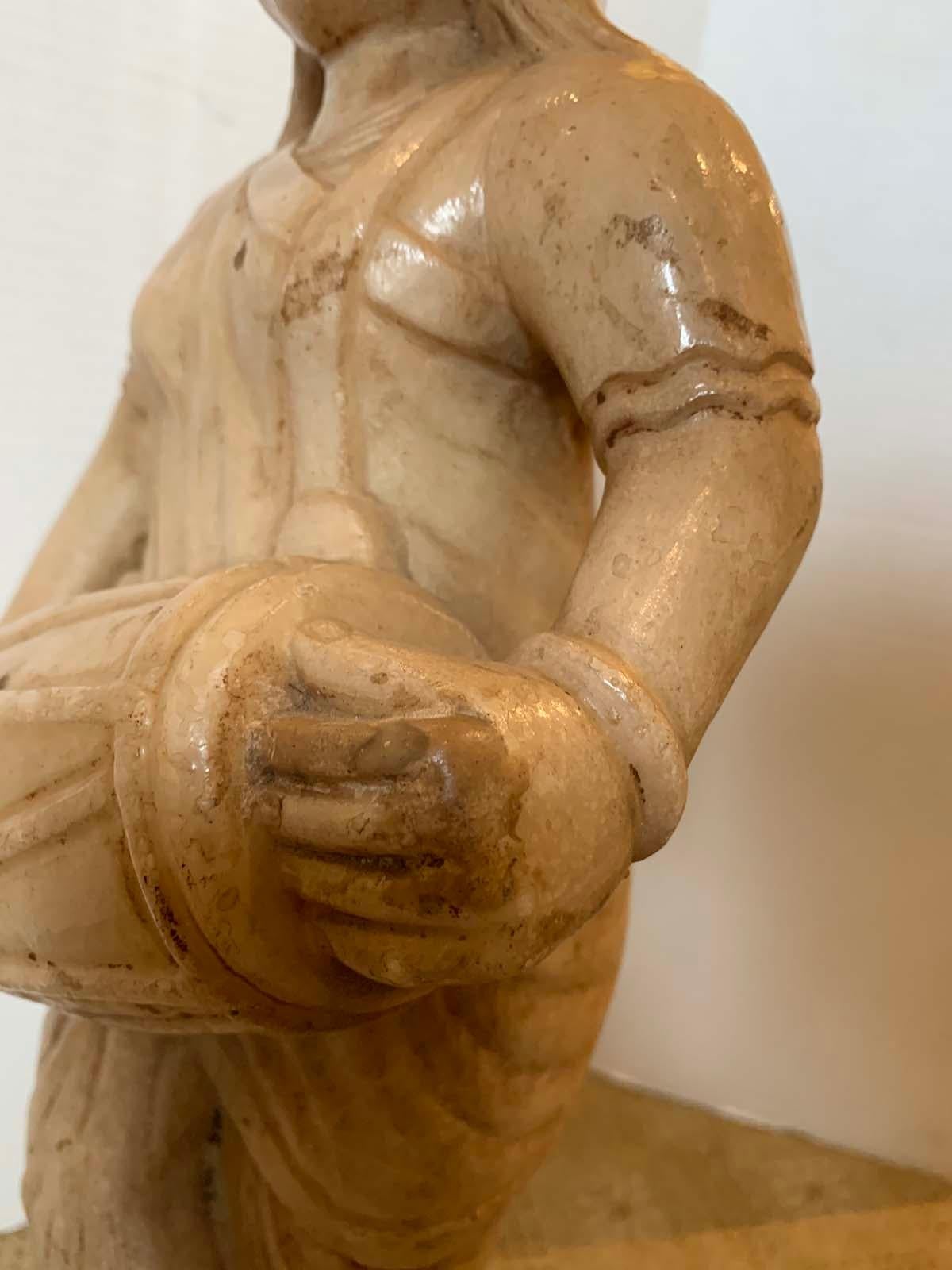 19th-20th Century Eastern Indian Marble Figure on Giltwood Base For Sale 9