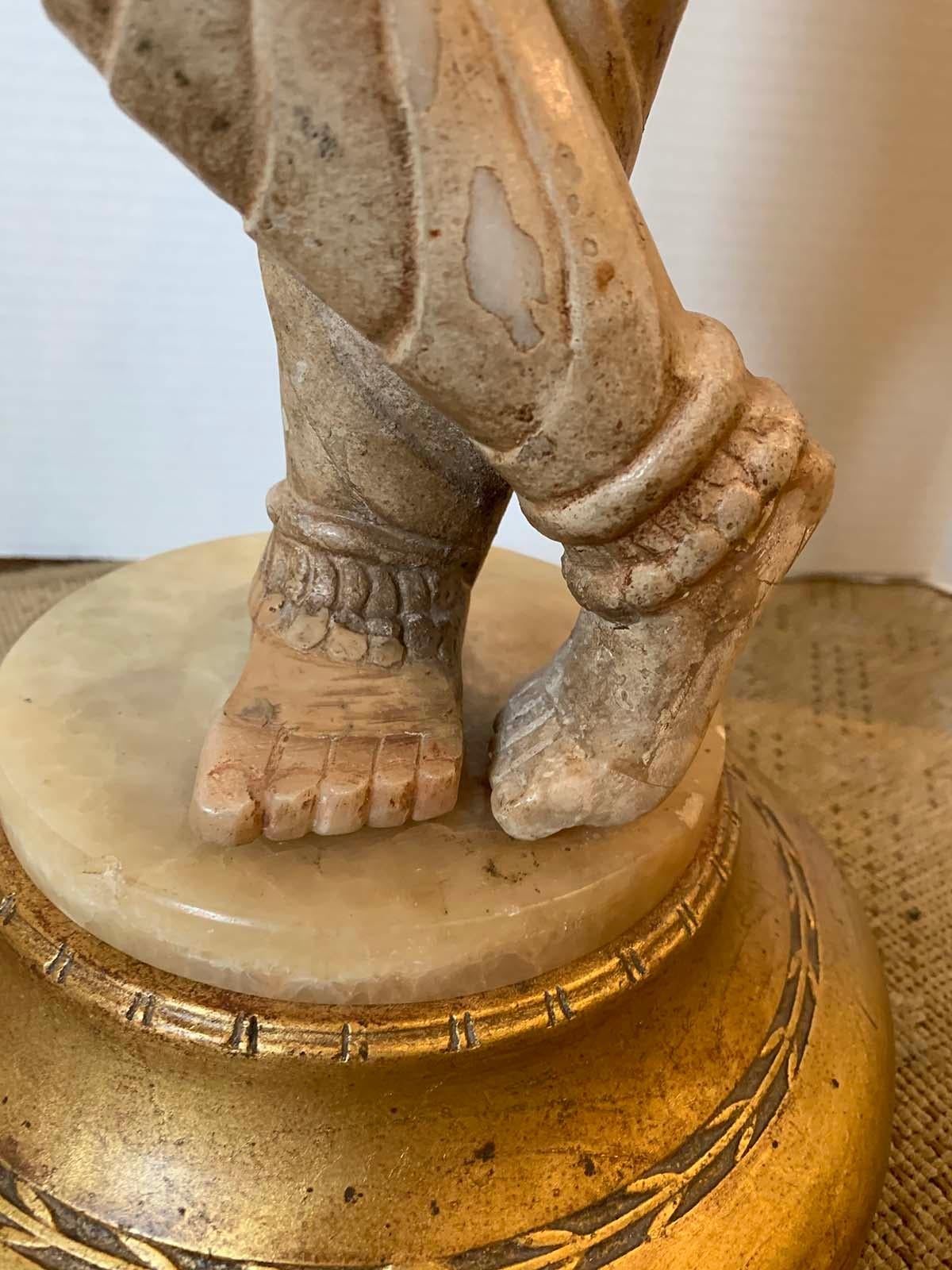 19th-20th Century Eastern Indian Marble Figure on Giltwood Base For Sale 1