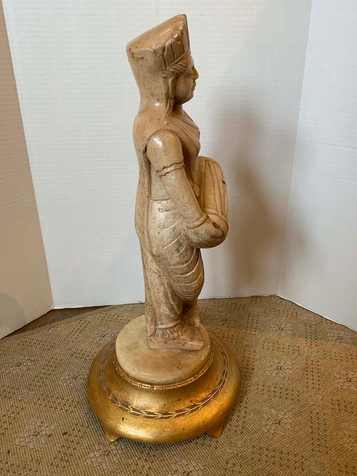 19th-20th Century Eastern Indian Marble Figure on Giltwood Base For Sale 4