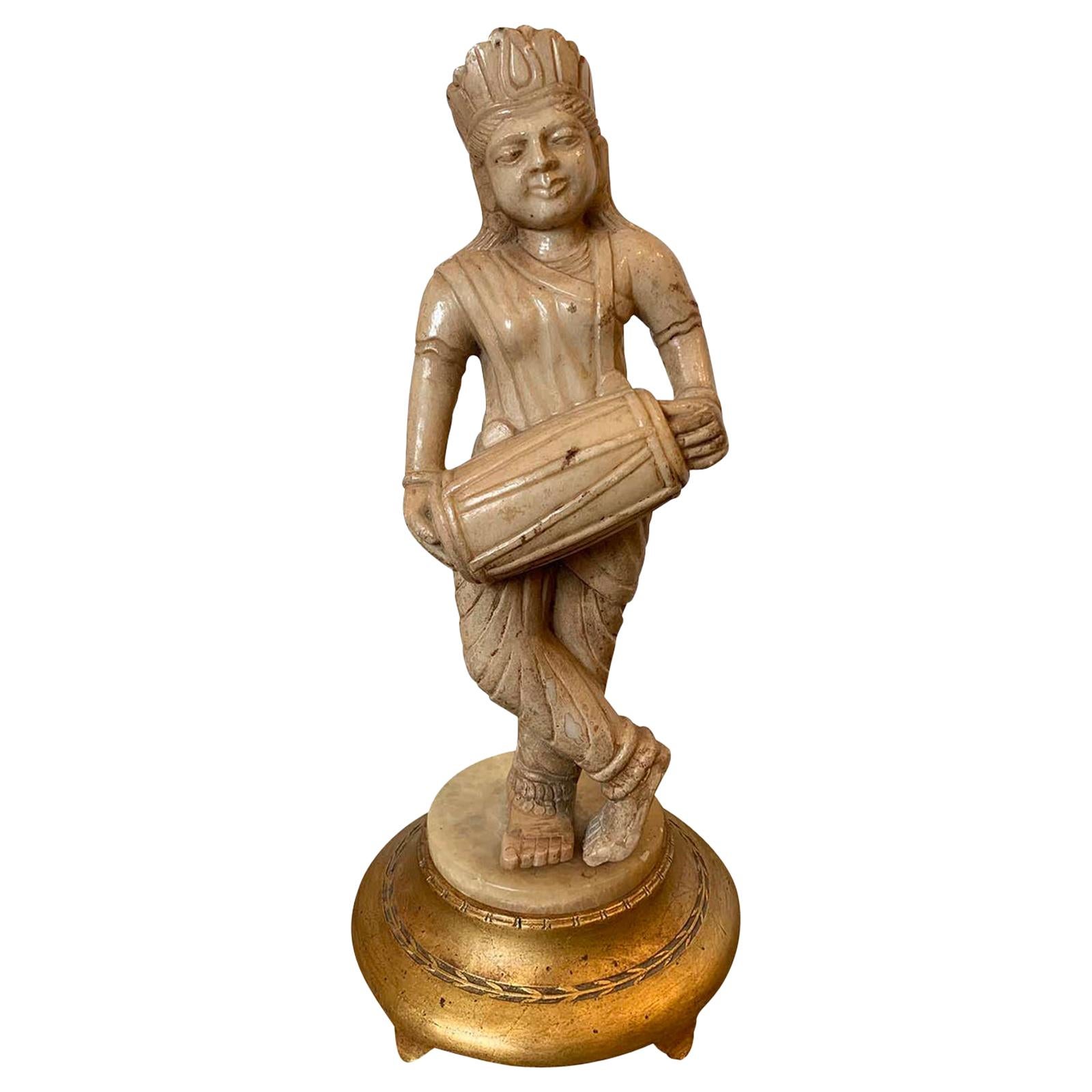 19th-20th Century Eastern Indian Marble Figure on Giltwood Base For Sale