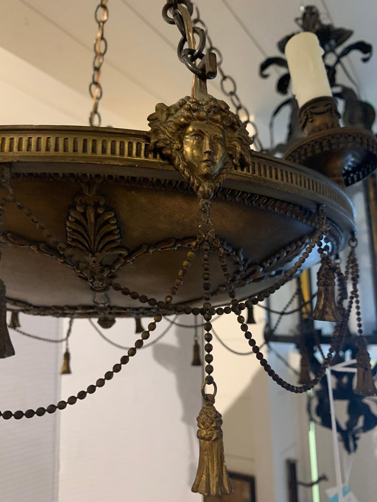 19th-20th Century Empire Style Bronze Chandelier For Sale 7