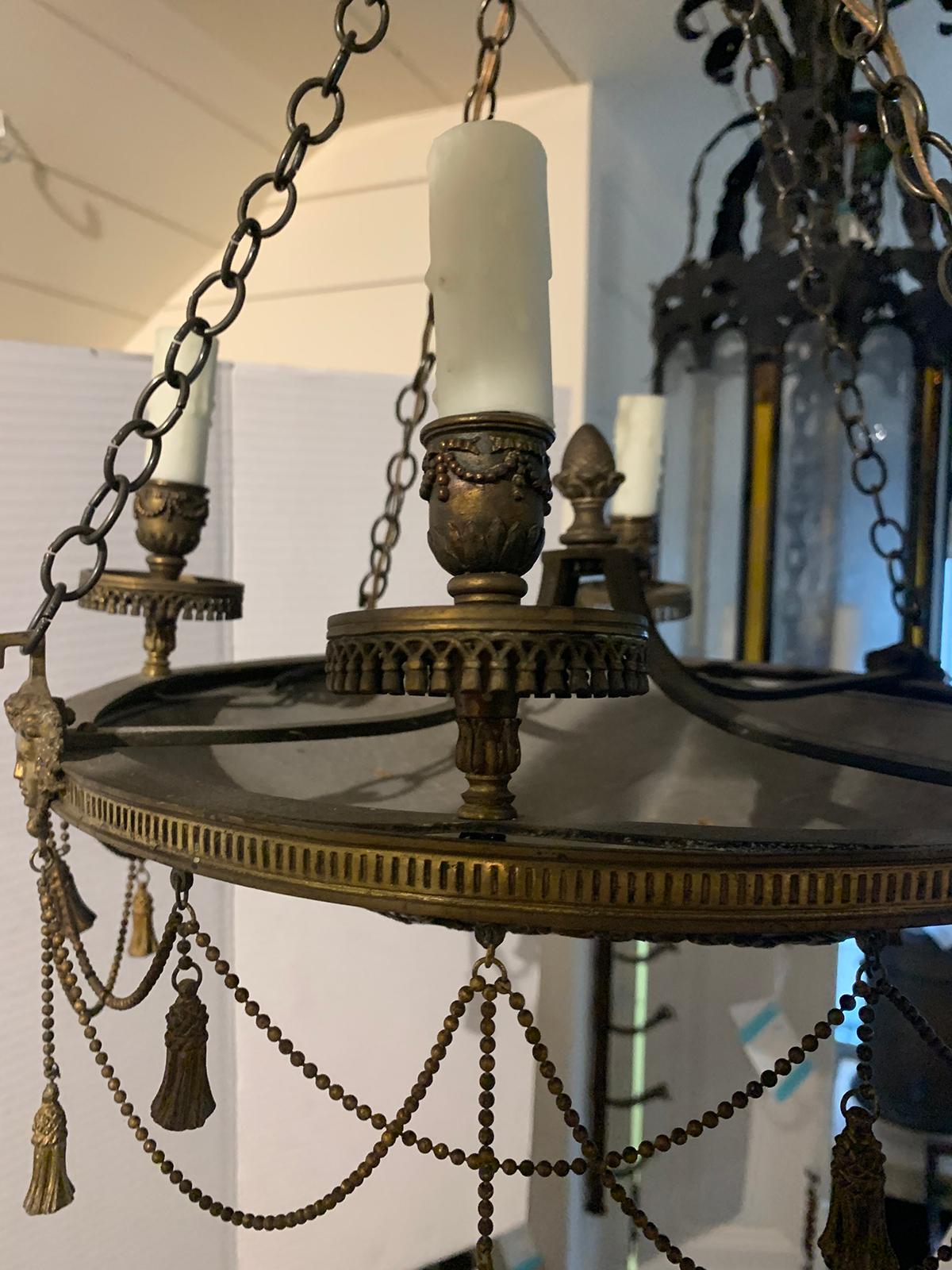 19th-20th Century Empire Style Bronze Chandelier For Sale 8