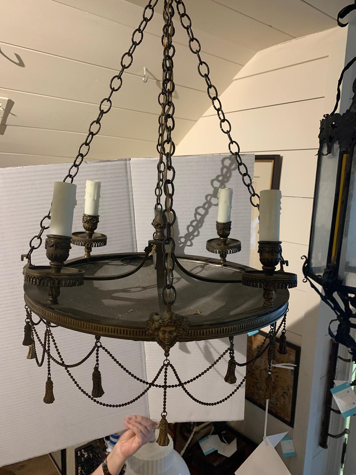 19th-20th Century Empire Style Bronze Chandelier For Sale 3