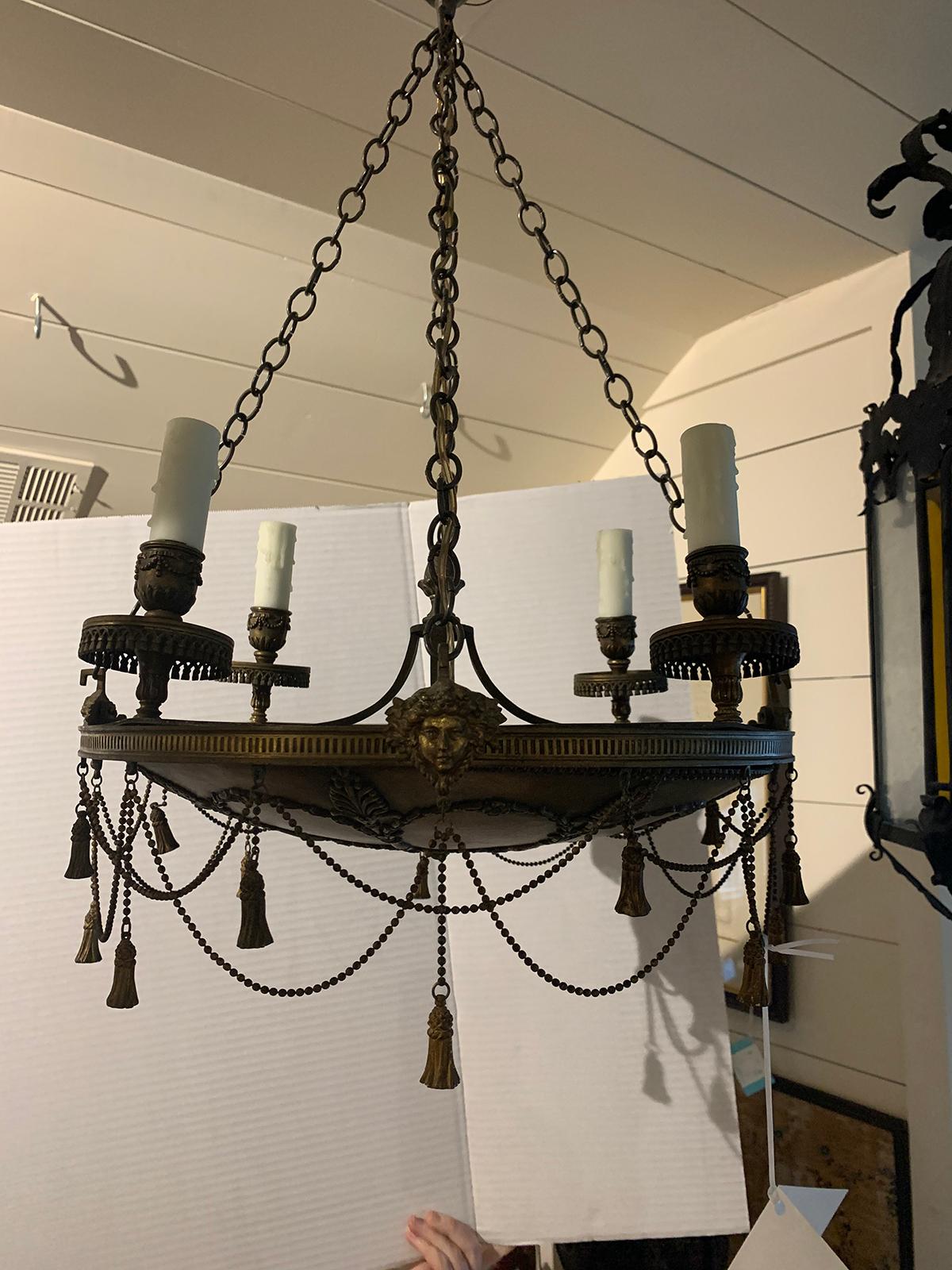 19th-20th Century Empire Style Bronze Chandelier For Sale 5