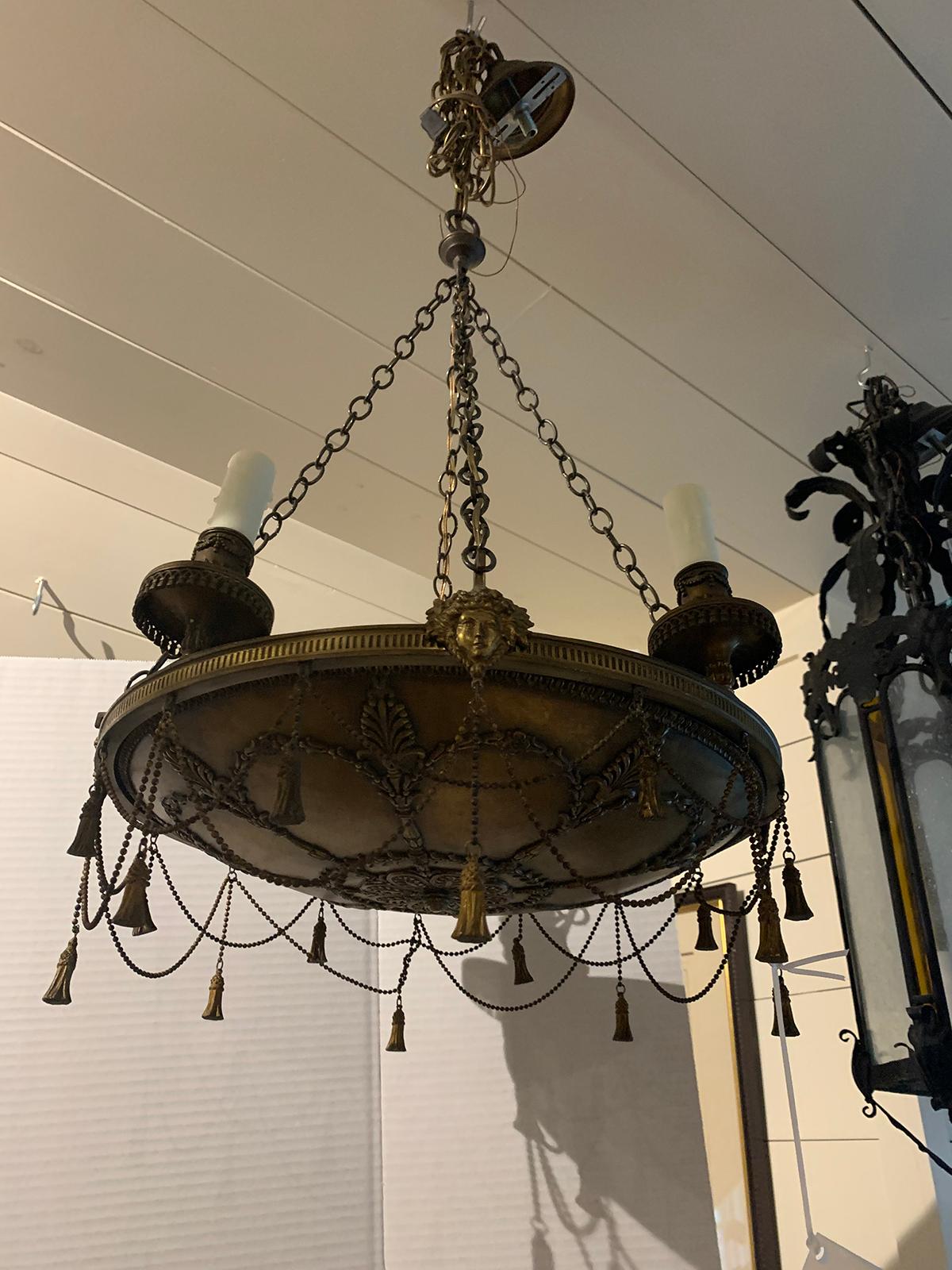 19th-20th Century Empire Style Bronze Chandelier For Sale 6