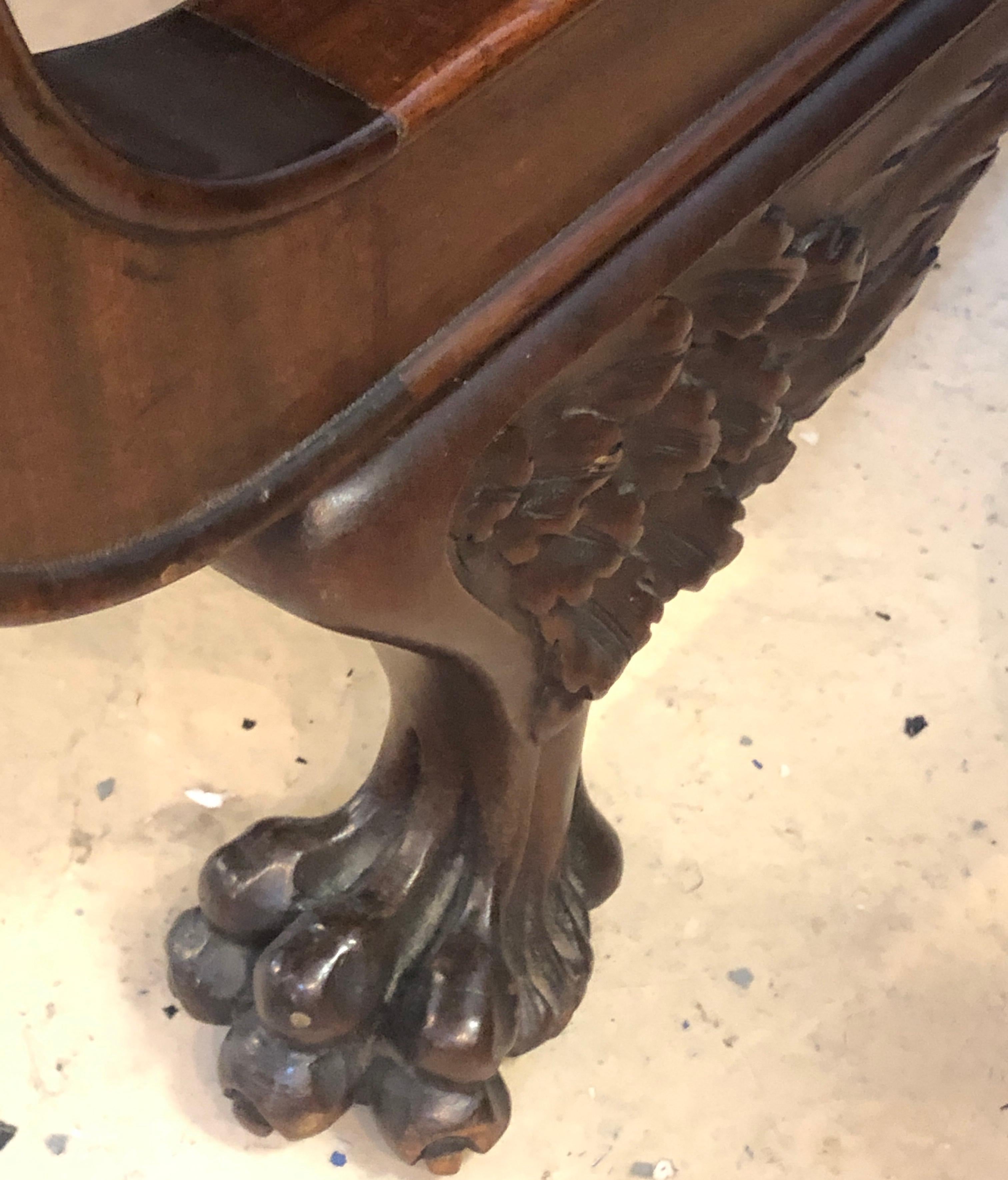 19th or 20th Century Empire Style Faux Partners or Writing Desk Having Claw Feet 3