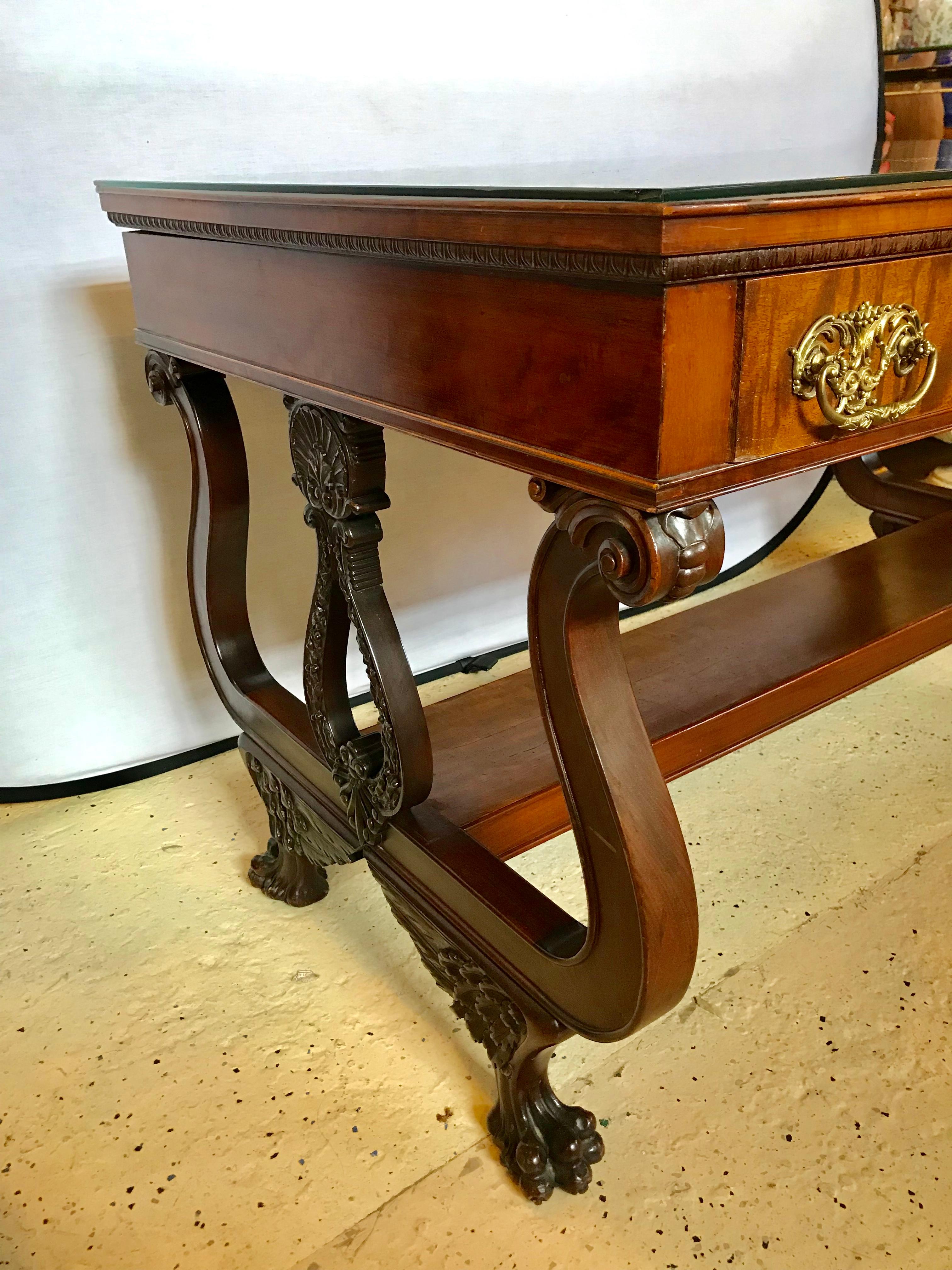 19th or 20th Century Empire Style Faux Partners or Writing Desk Having Claw Feet 5