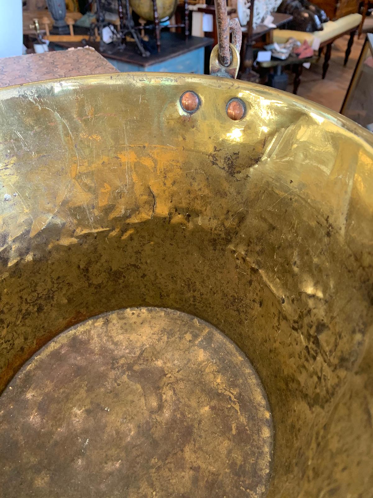 19th-20th Century English Brass Bucket with Iron Handle 5