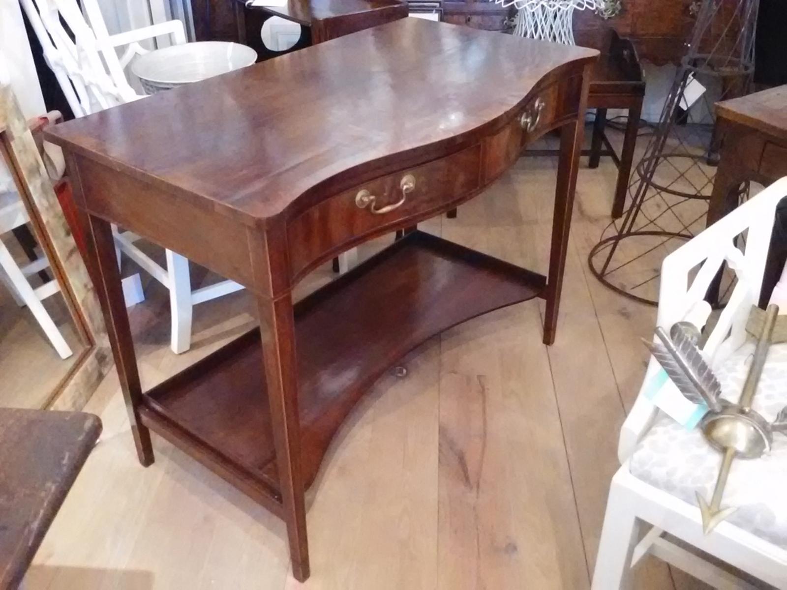 19th Century English Georgian Style Mahogany Server with Two Drawers In Good Condition For Sale In Atlanta, GA