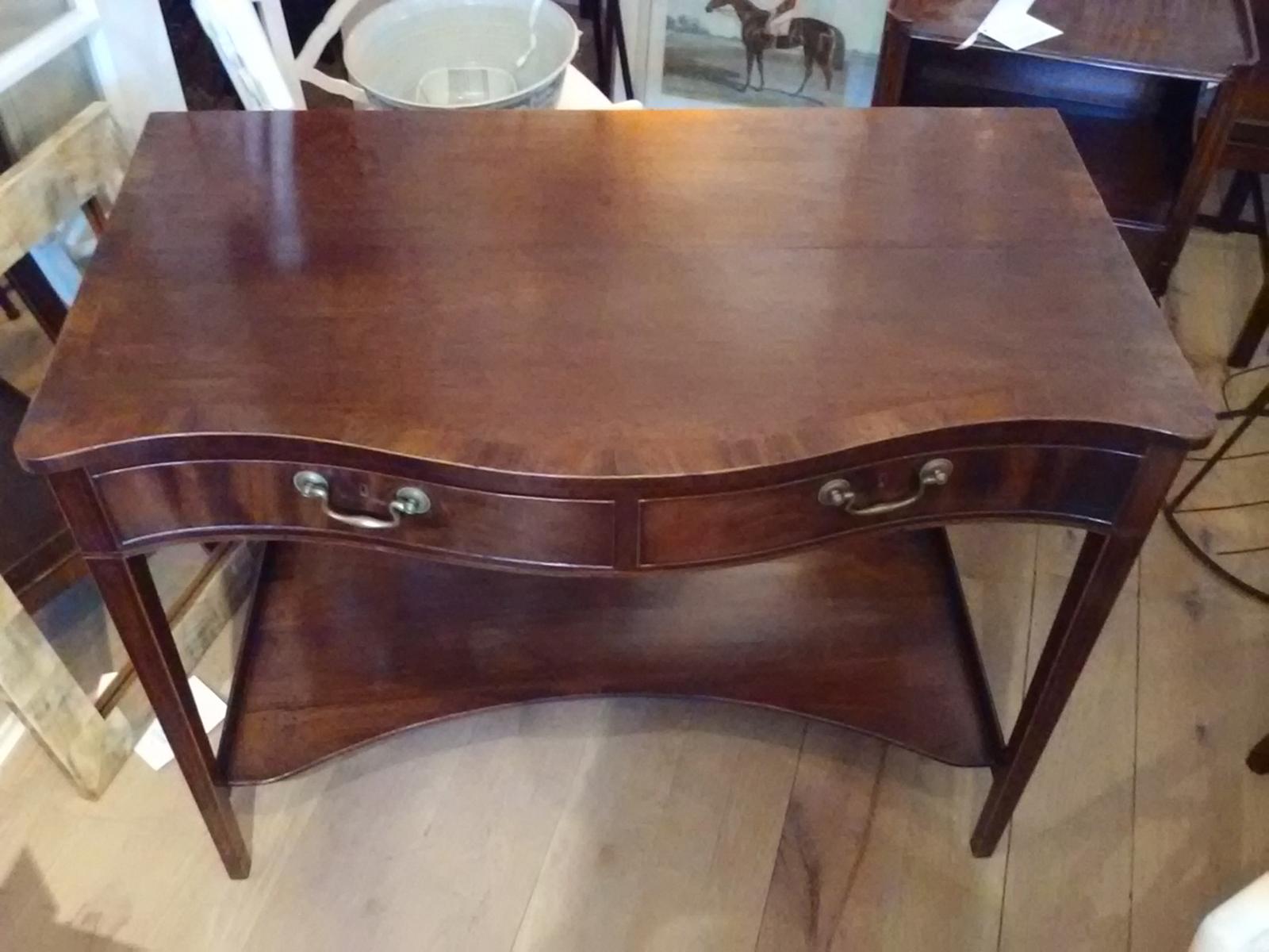 20th Century 19th Century English Georgian Style Mahogany Server with Two Drawers For Sale